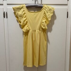 btween Yellow Flutter Sleeve Kids Dress